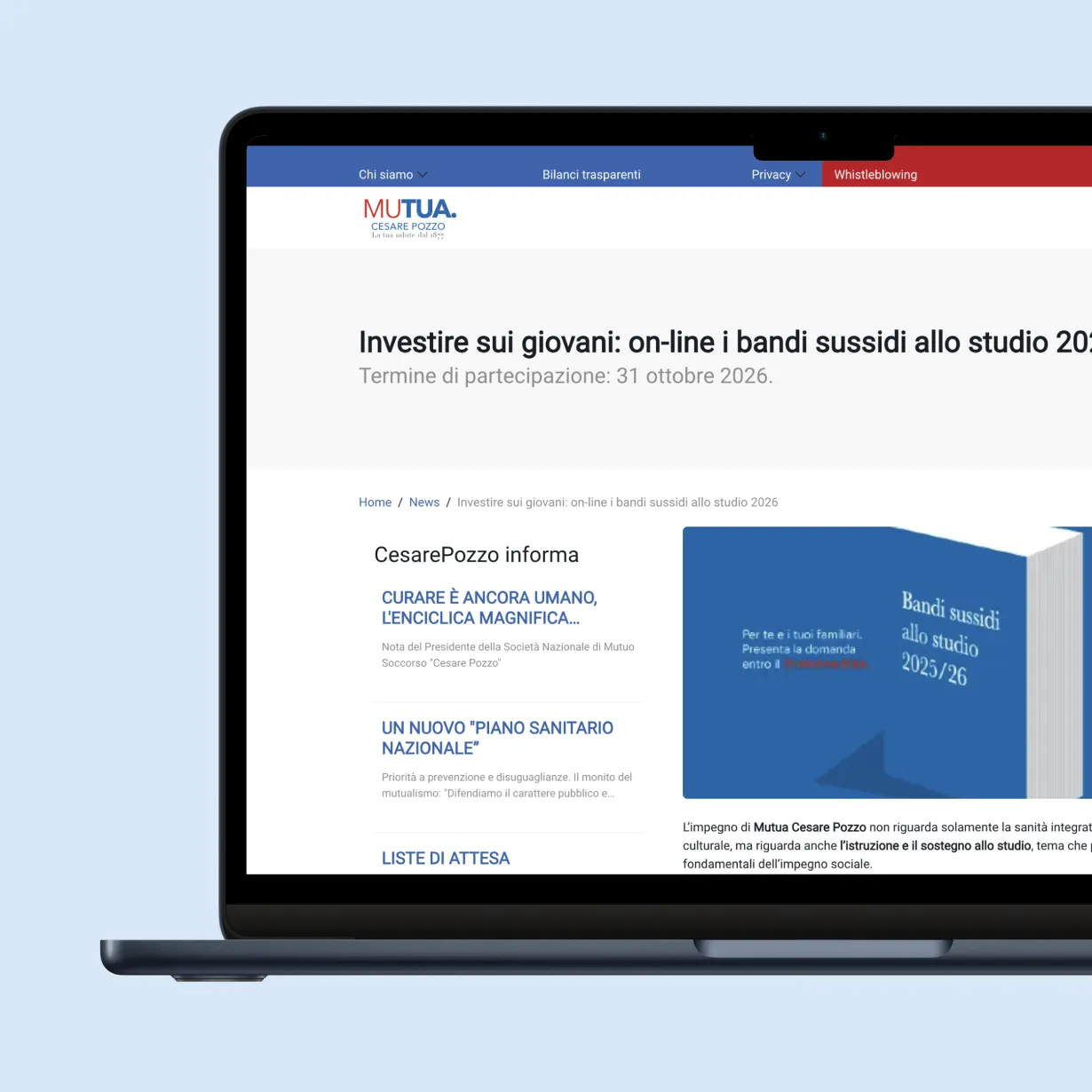 UI Cesare Pozzo: homepage e forme di assistenza