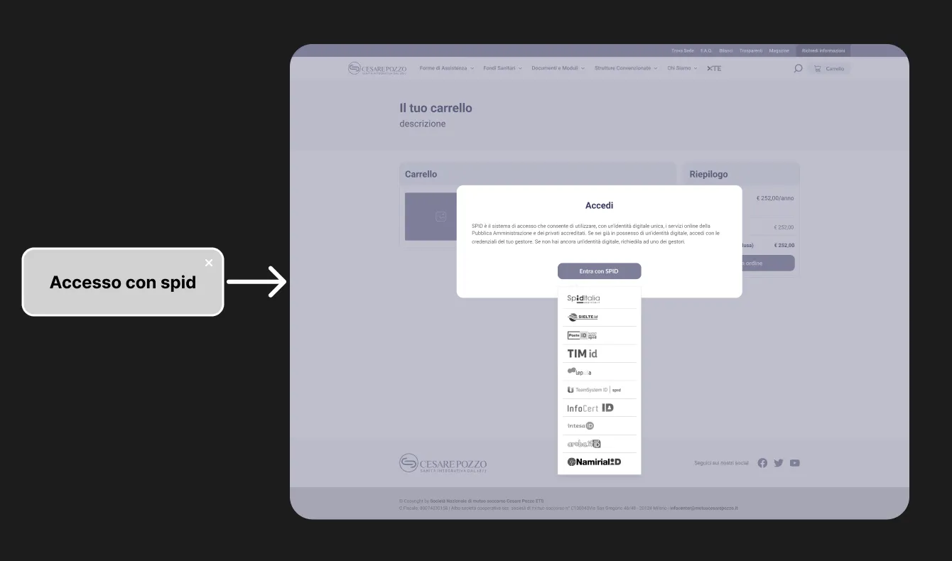 UX Cesare Pozzo: accesso ai piani di assistenza sanitaria